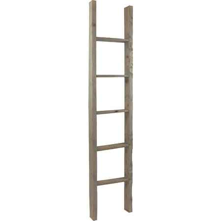 EKENA MILLWORK 15"W x 72"H x 3 1/2"D Vintage Farmhouse 5 Rung Ladder, Barnwood Decor Collection, Reclaimed Grey DECR015X072X04LDRGY